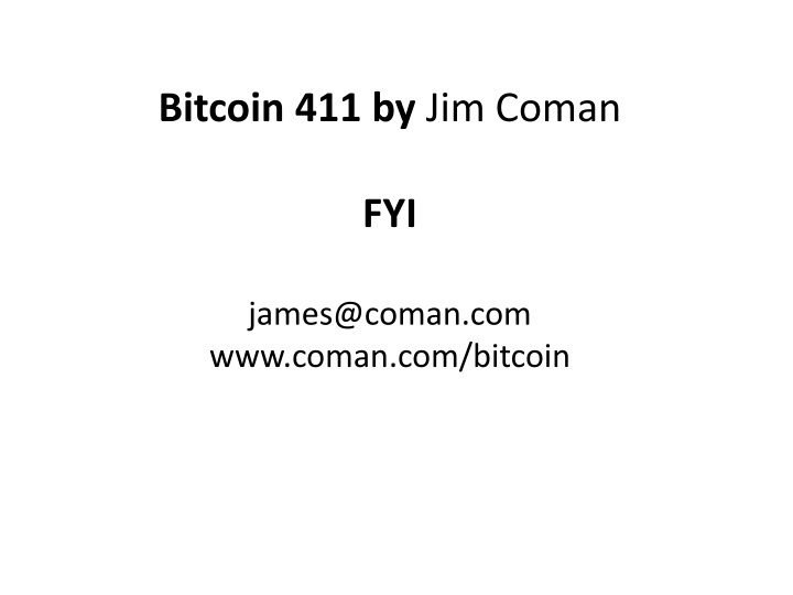bitcoin 411 by jim coman