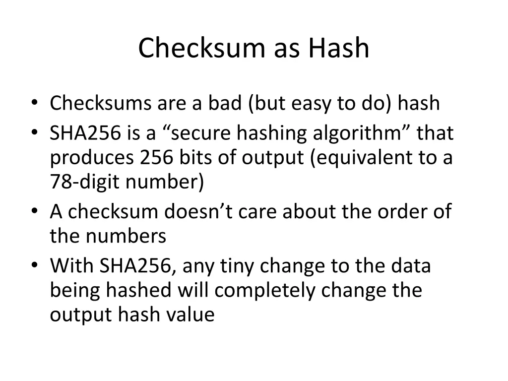 checksum as hash
