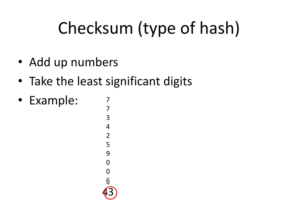 checksum type of hash