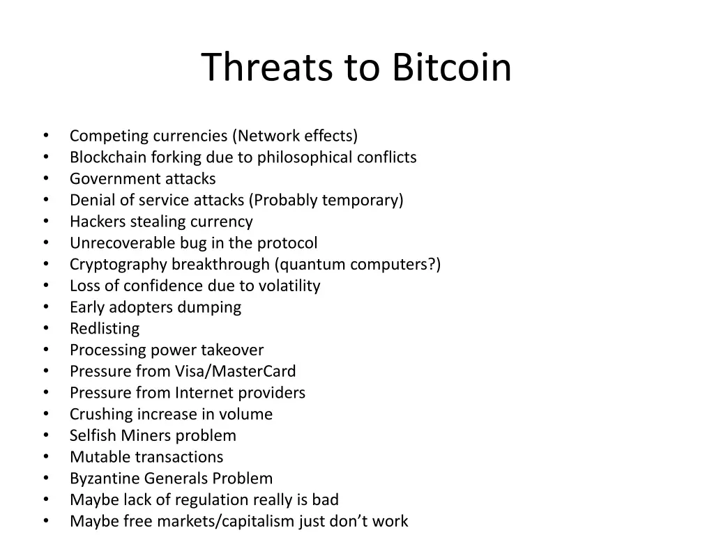 threats to bitcoin