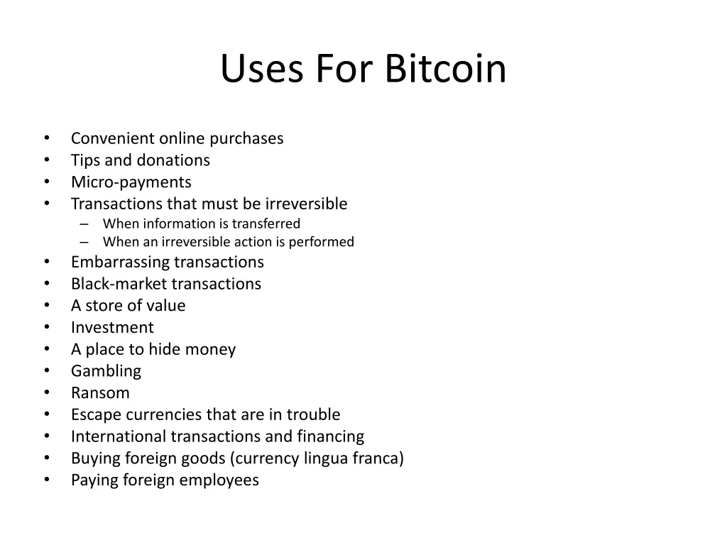 uses for bitcoin