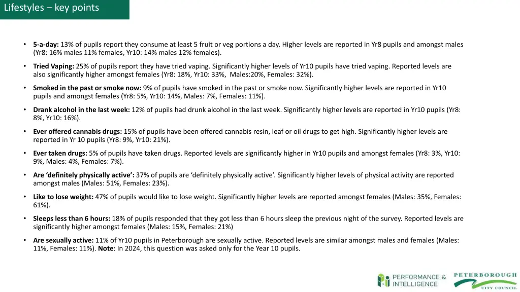 lifestyles key points