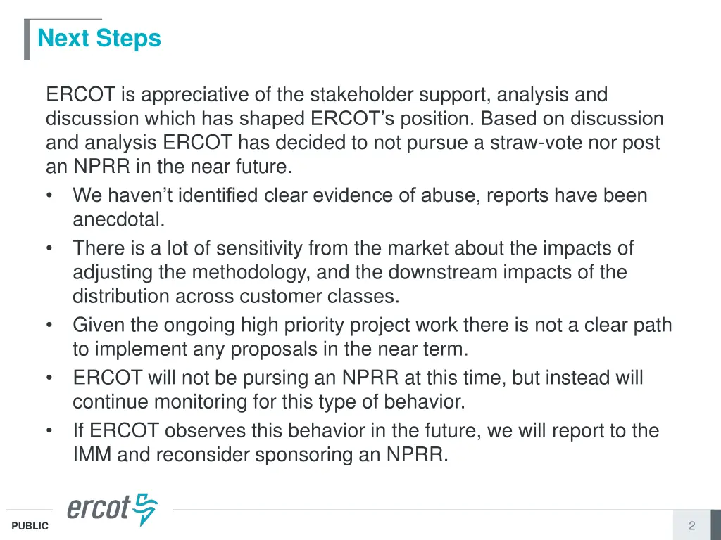 next steps