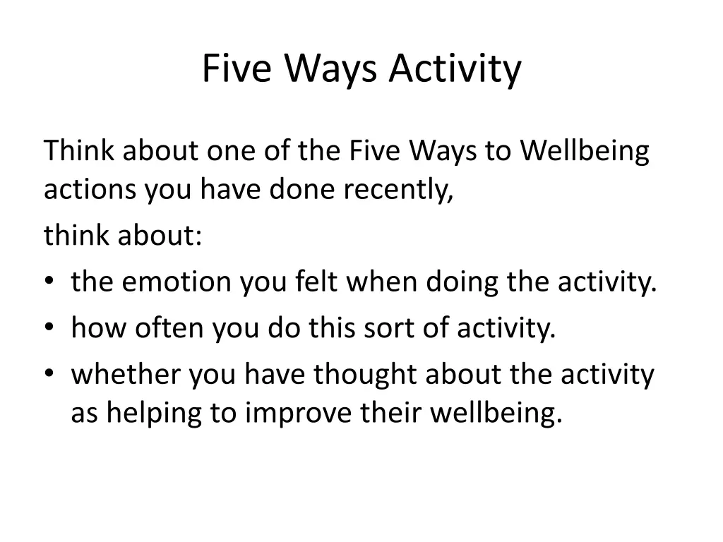 five ways activity