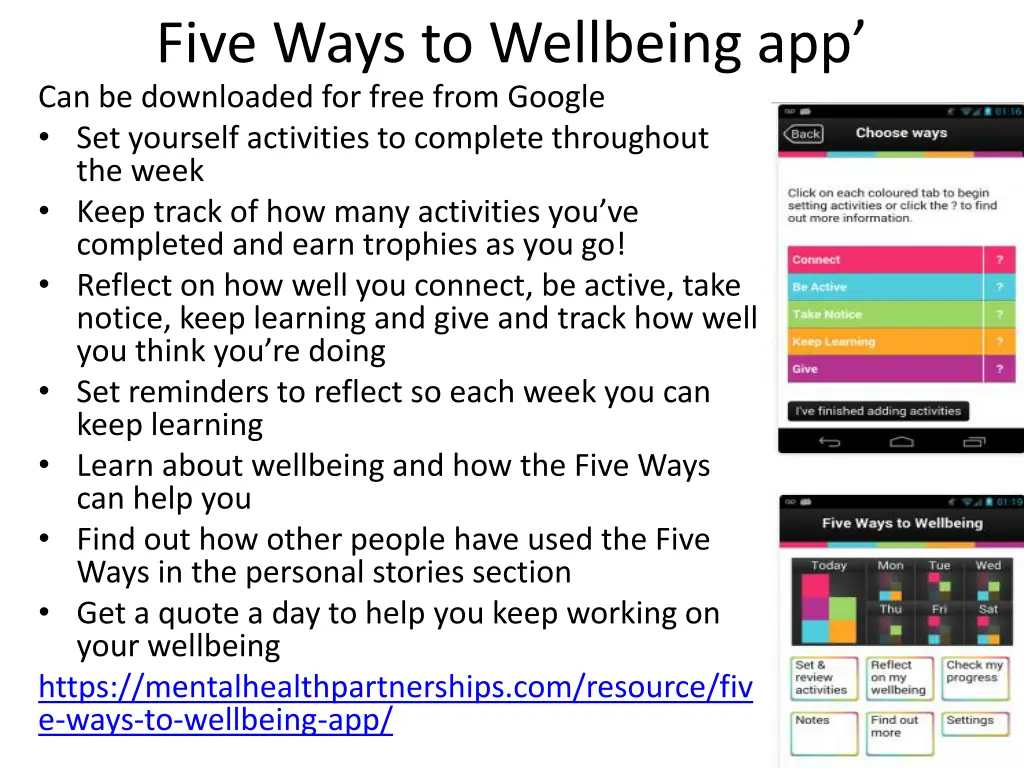 five ways to wellbeing app can be downloaded