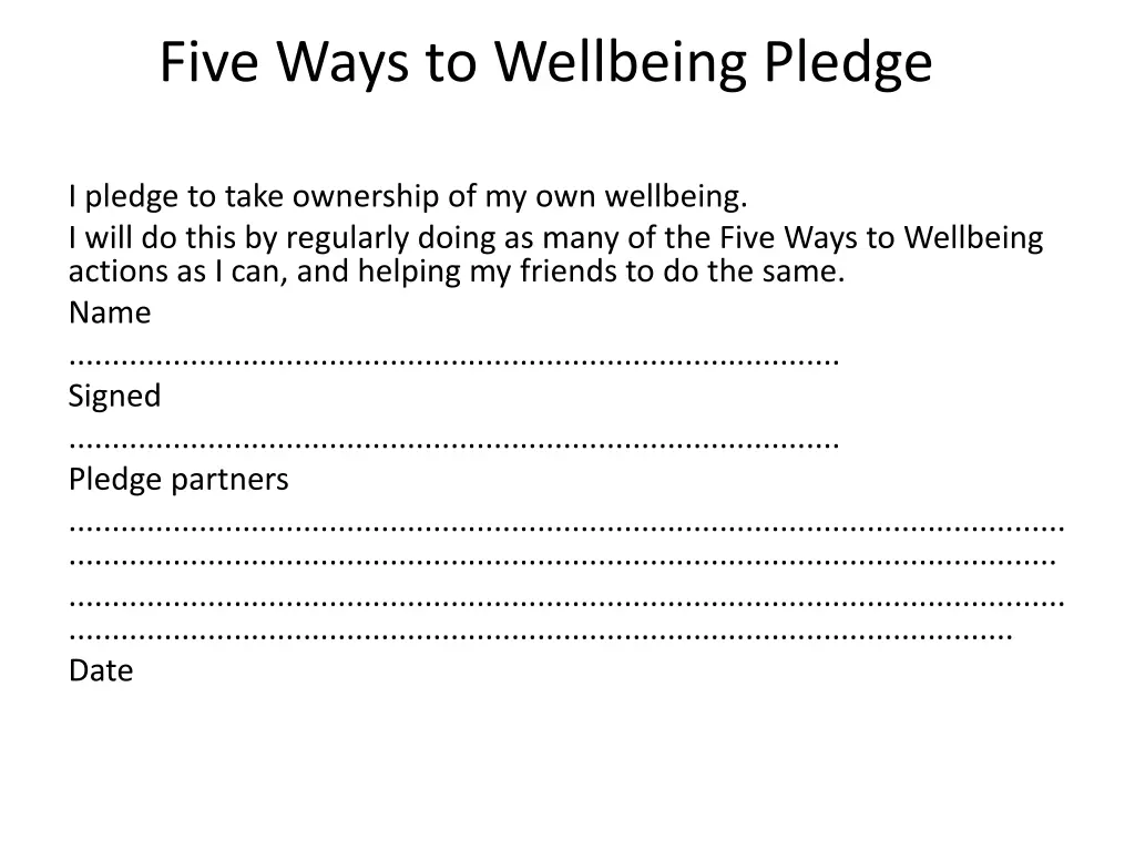 five ways to wellbeing pledge