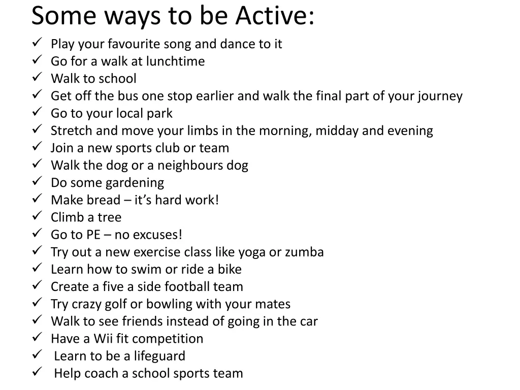 some ways to be active play your favourite song