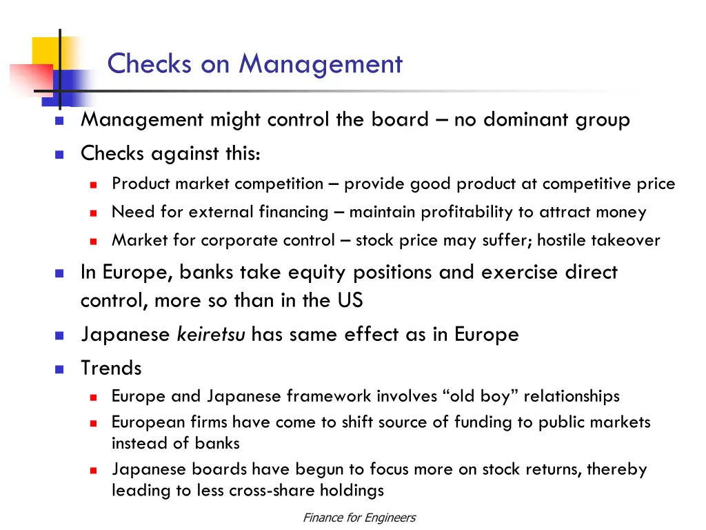 checks on management