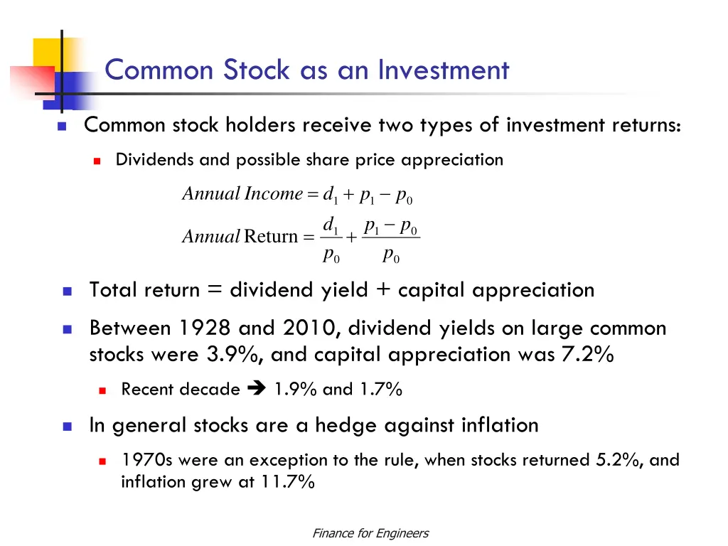 common stock as an investment