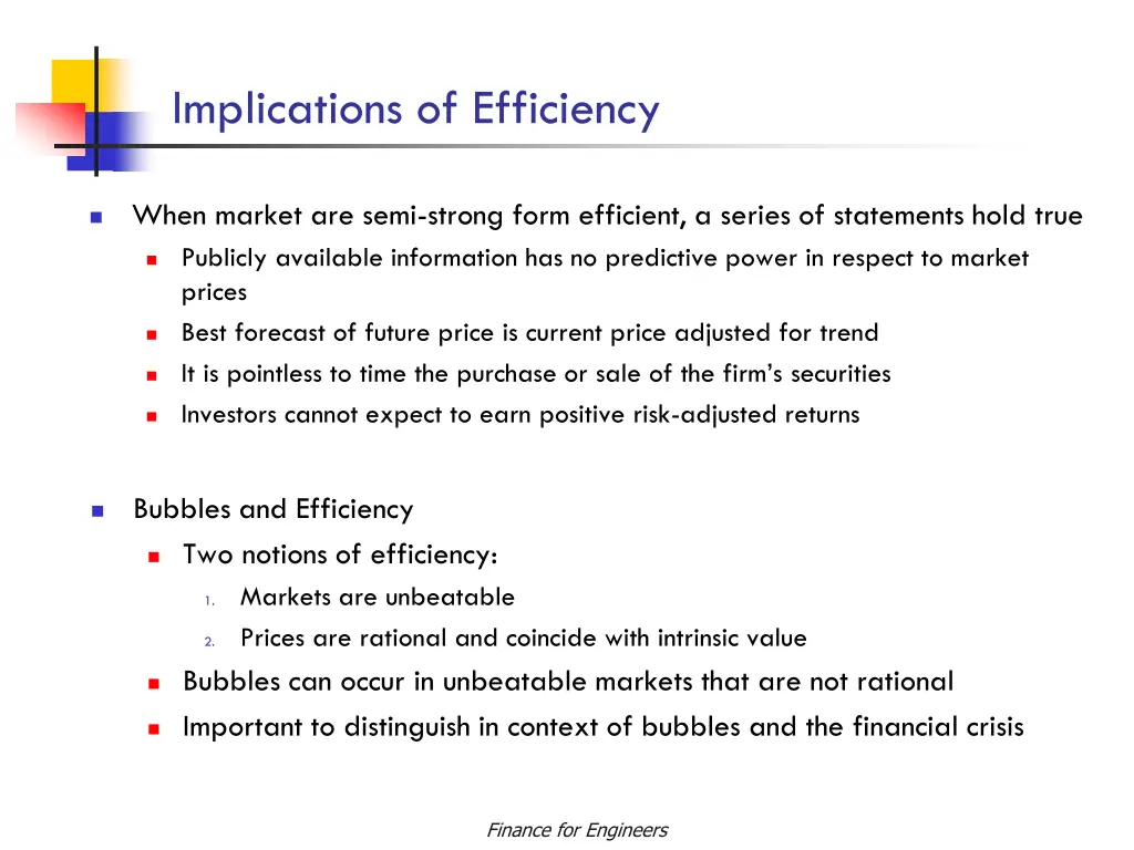 implications of efficiency