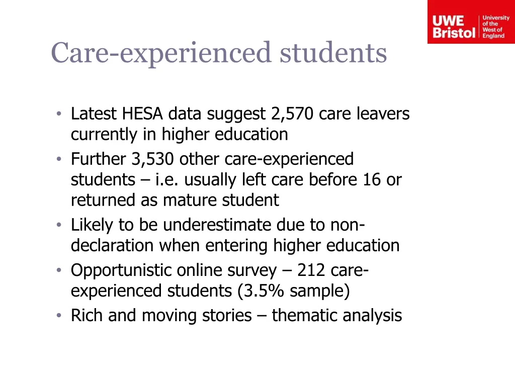 care experienced students