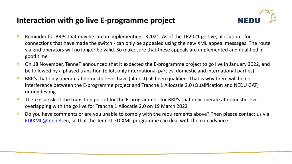 interaction with go live e programme project