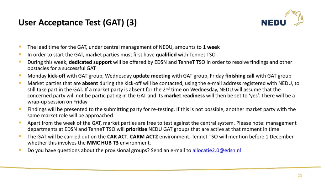 user acceptance test gat 3