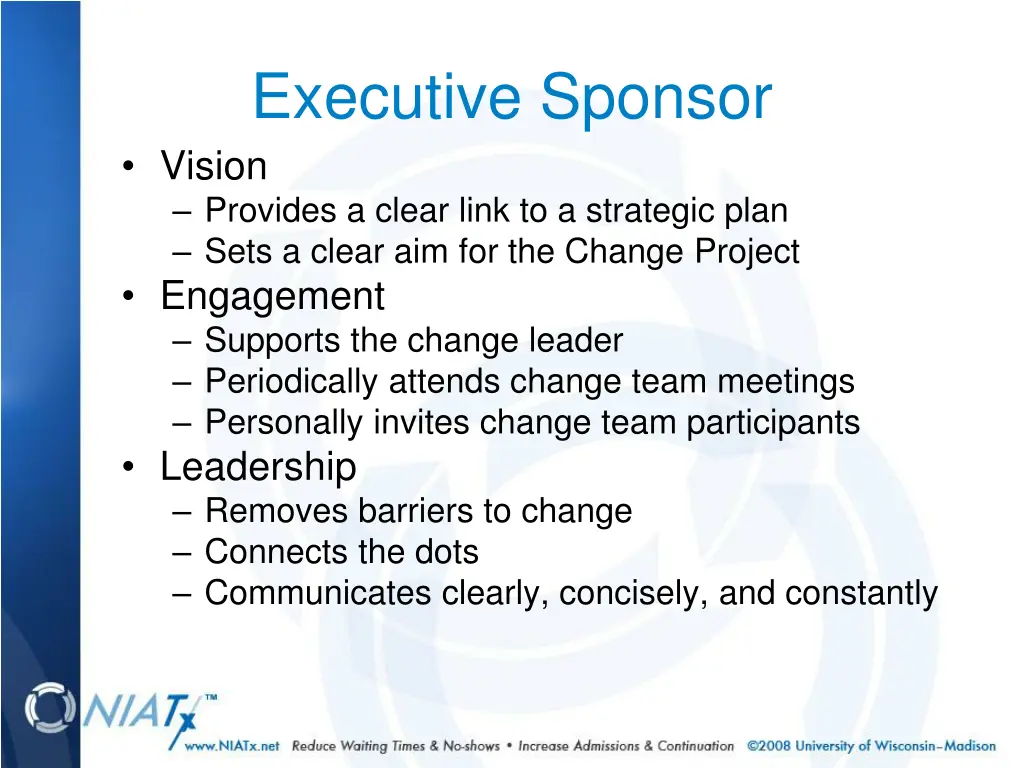 executive sponsor vision provides a clear link