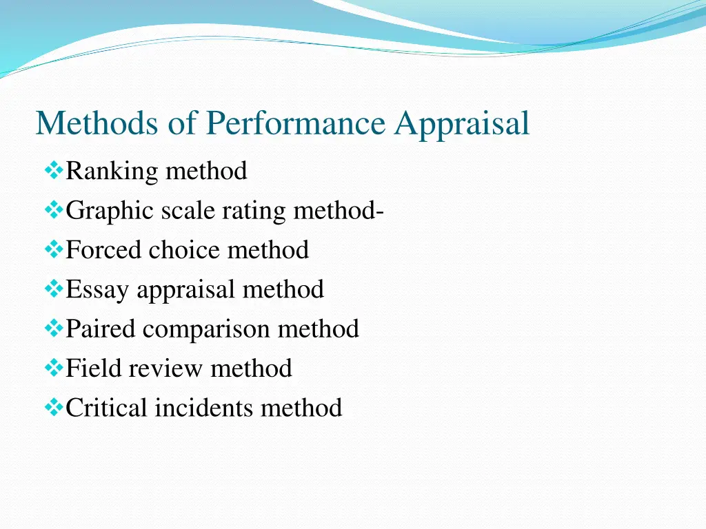 methods of performance appraisal ranking method