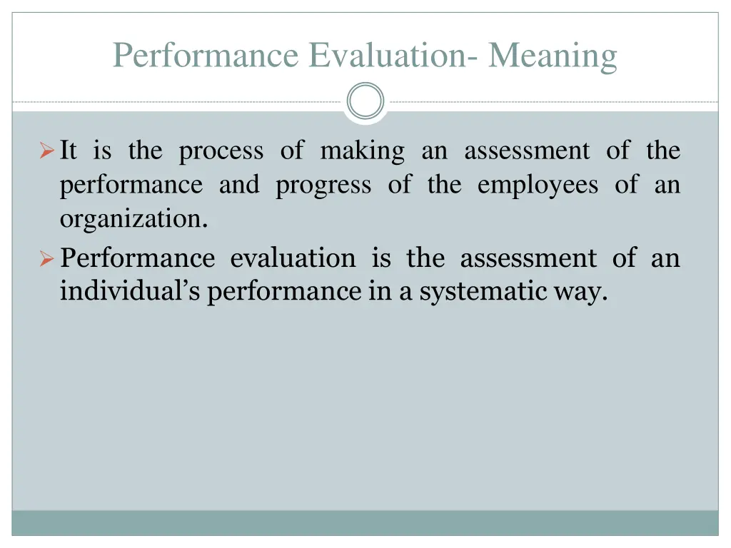 performance evaluation meaning