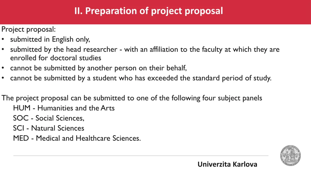 ii preparation of project proposal