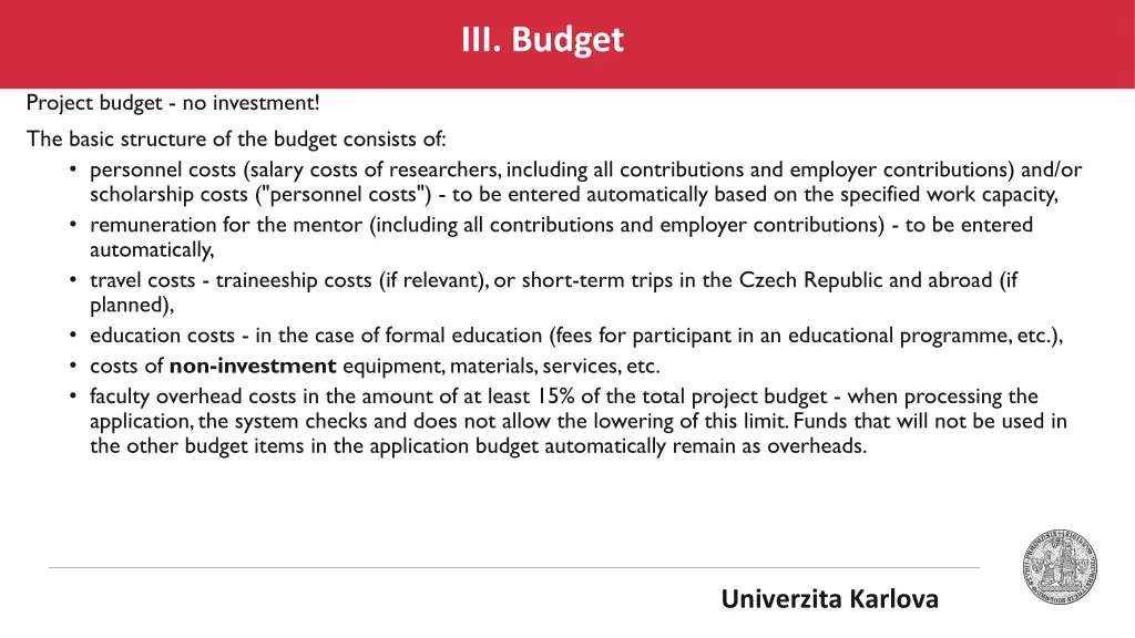 iii budget