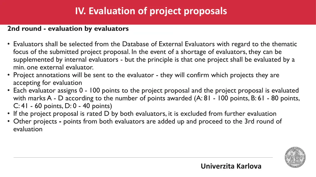 iv evaluation of project proposals 1