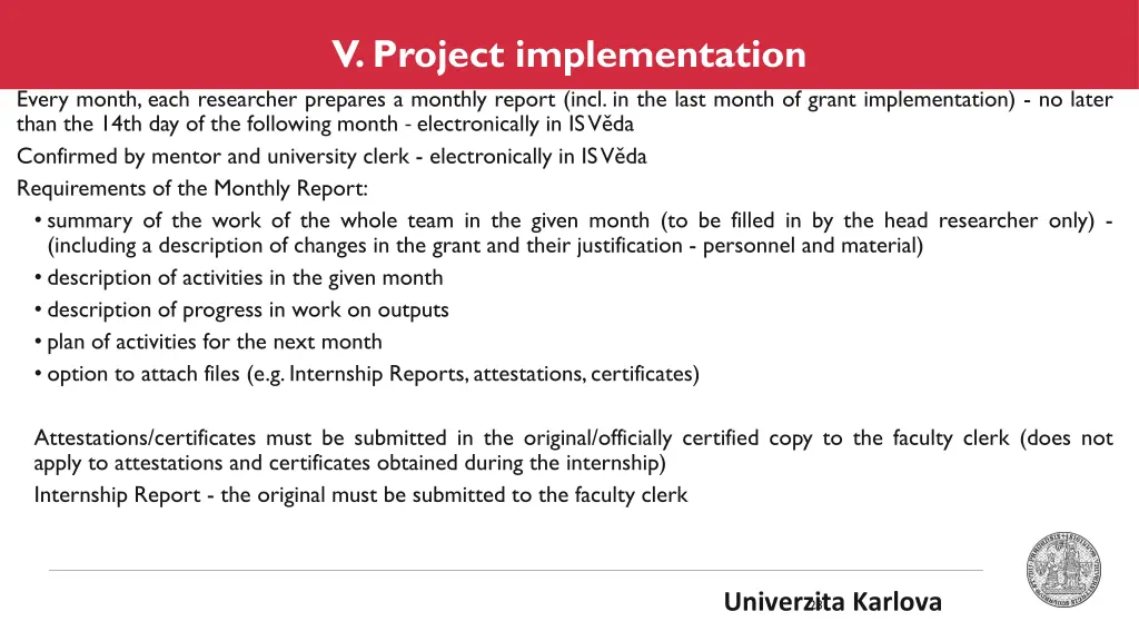 v project implementation