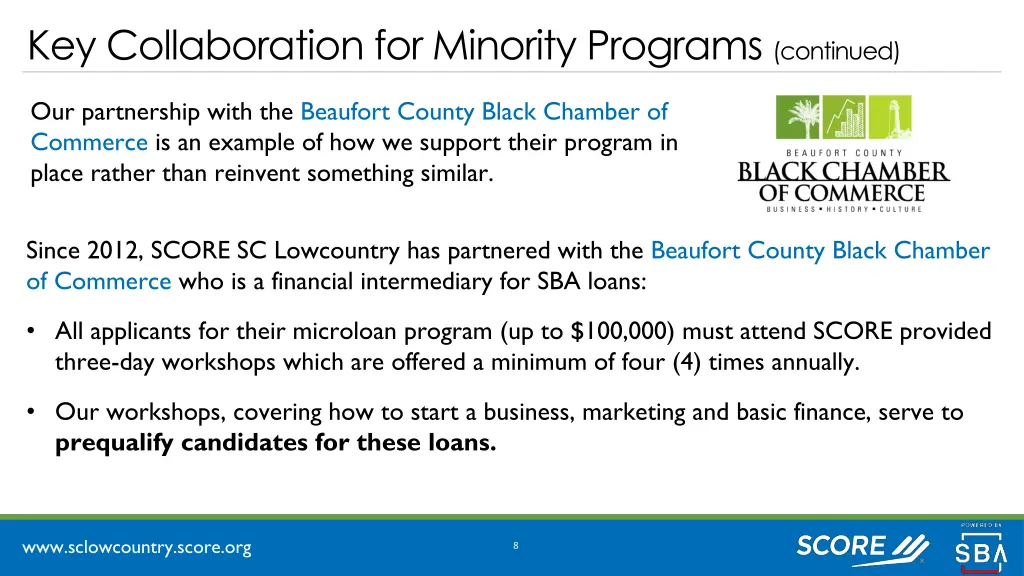 key collaboration for minority programs continued