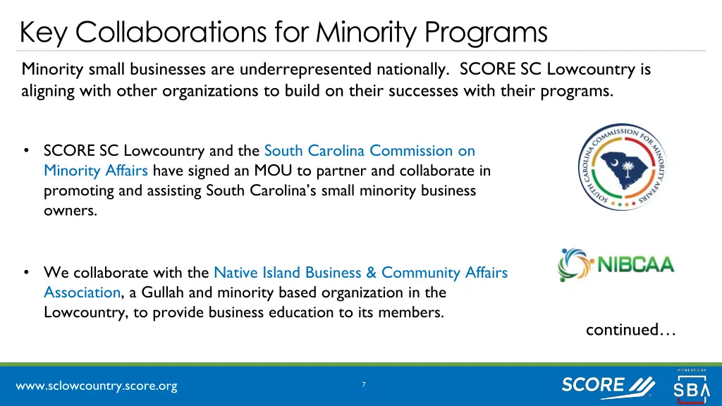 key collaborations for minority programs