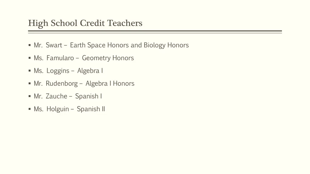 high school credit teachers