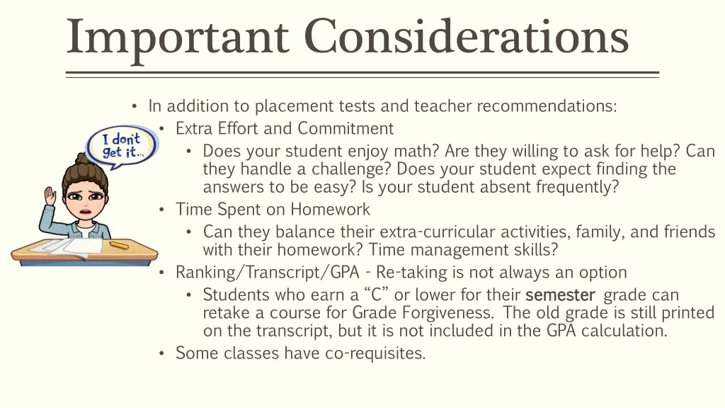 important considerations