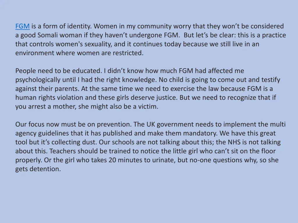 fgm is a form of identity women in my community