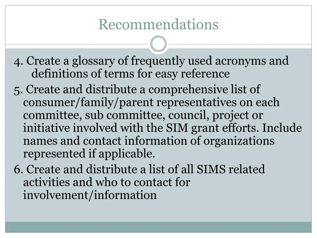 recommendations 1