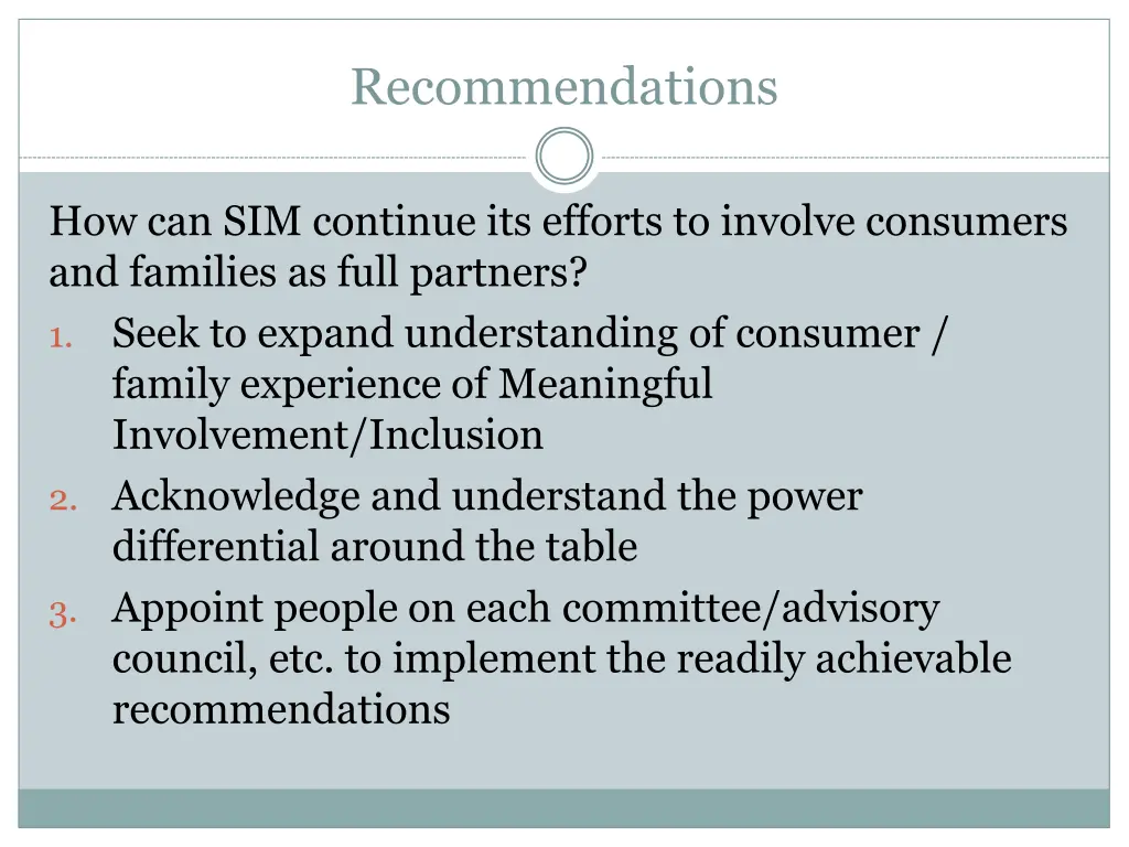 recommendations