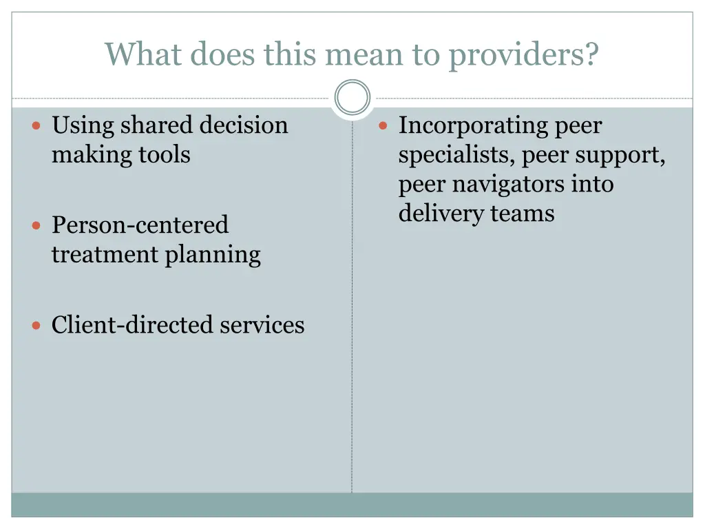 what does this mean to providers