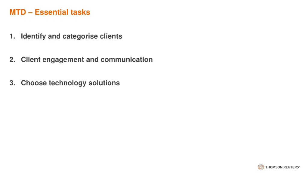 mtd essential tasks