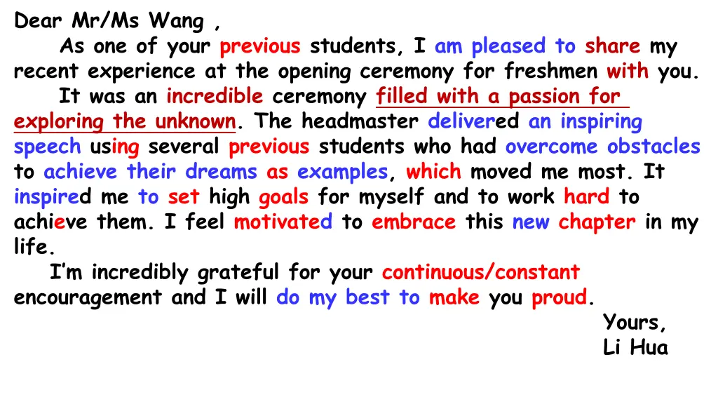dear mr ms wang as one of your previous students