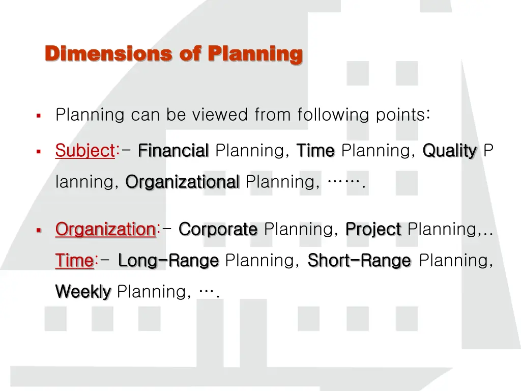 dimensions of planning dimensions of planning