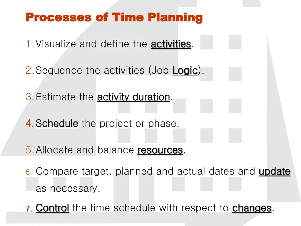 processes of time planning processes of time