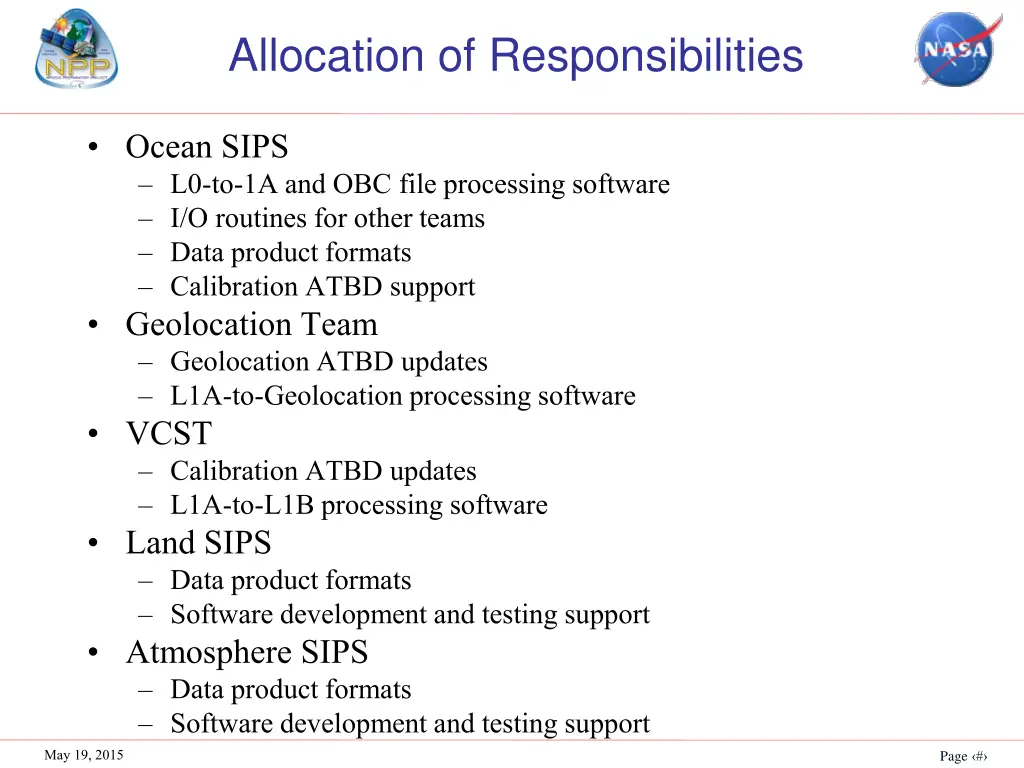 allocation of responsibilities