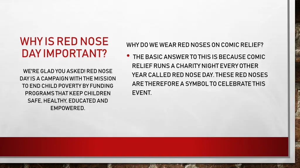 why is red nose day important