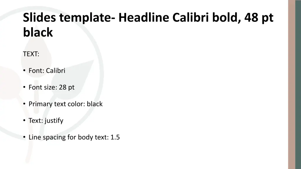 slides template headline calibri bold 48 pt black