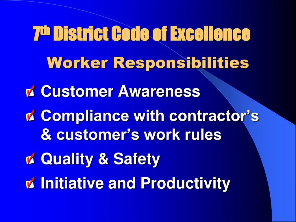 7 7 th th district code of excellence district 5