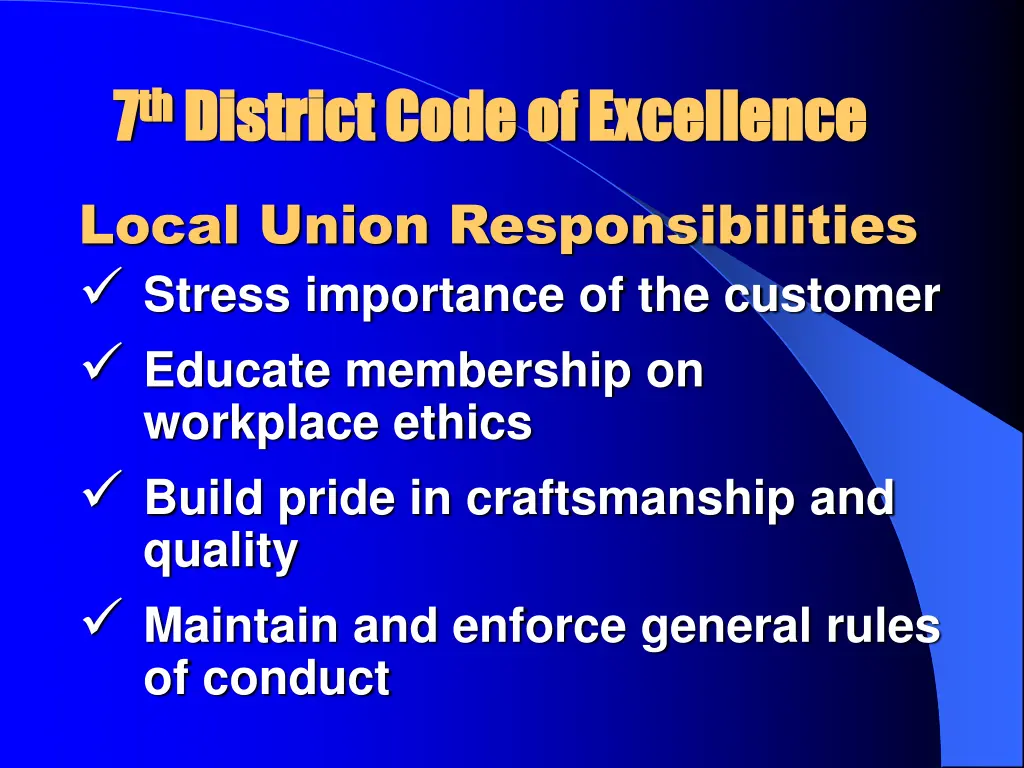 7 7 th th district code of excellence district 6
