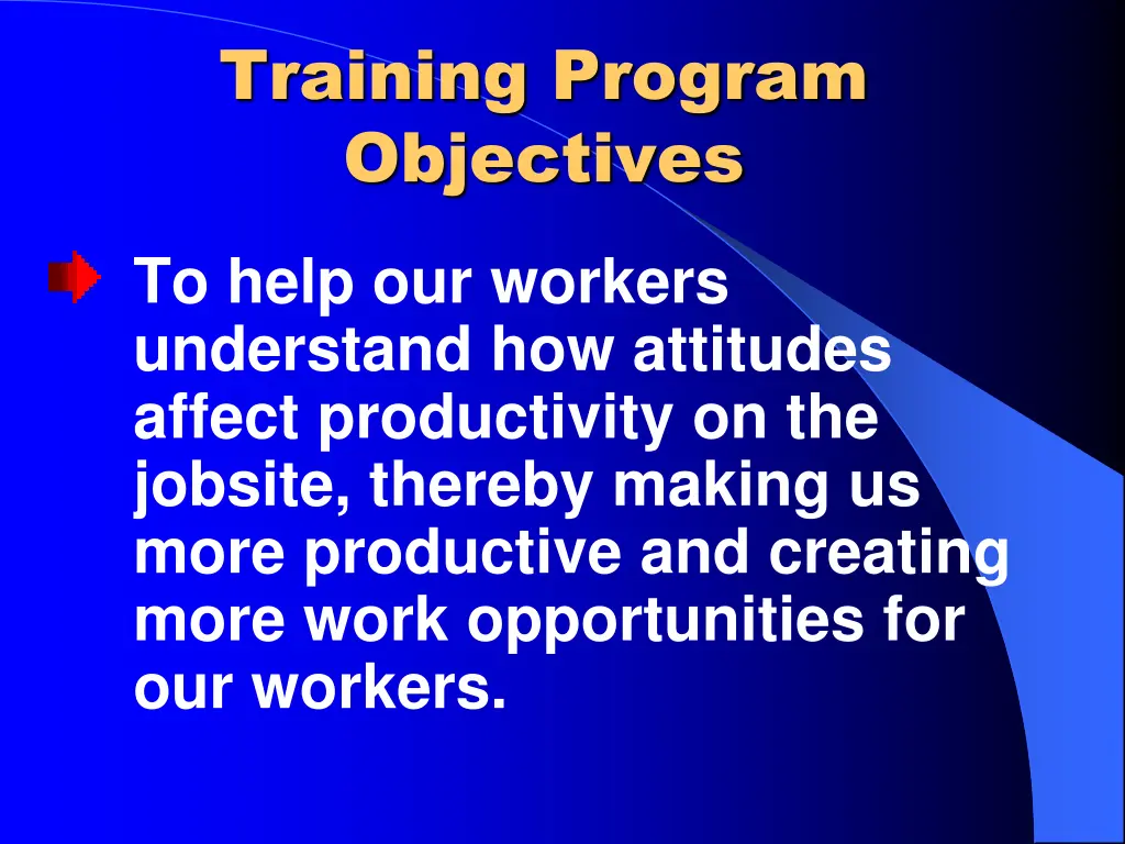 training program objectives