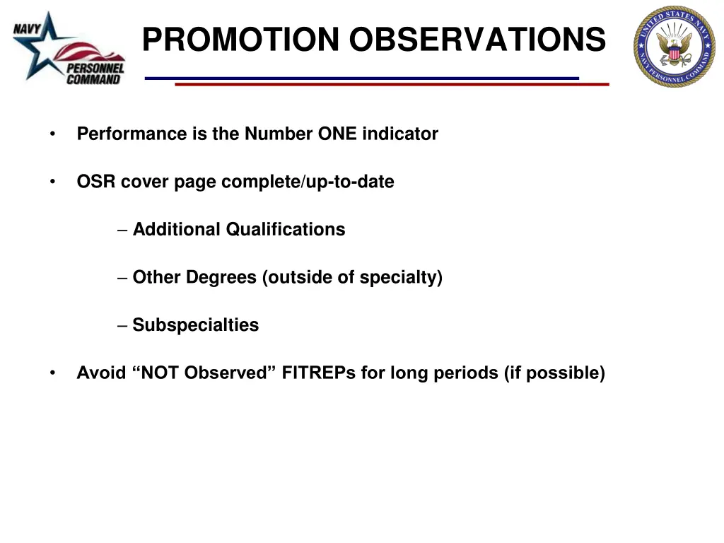 promotion observations