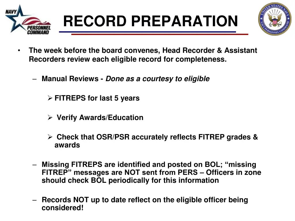record preparation