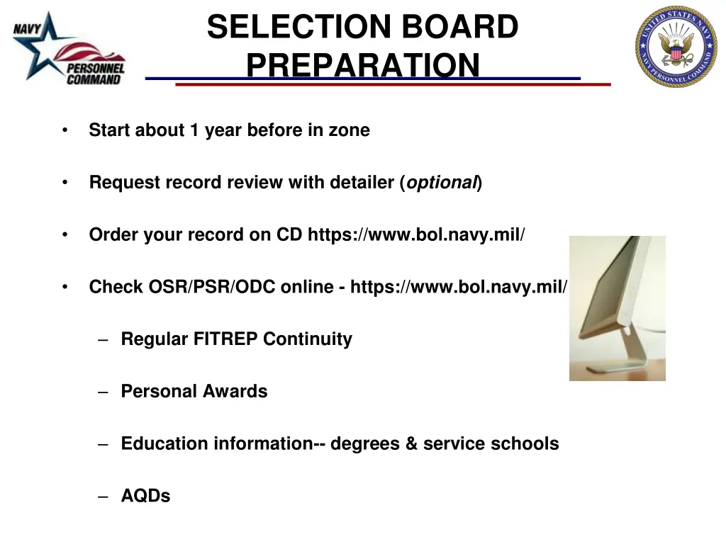 selection board preparation