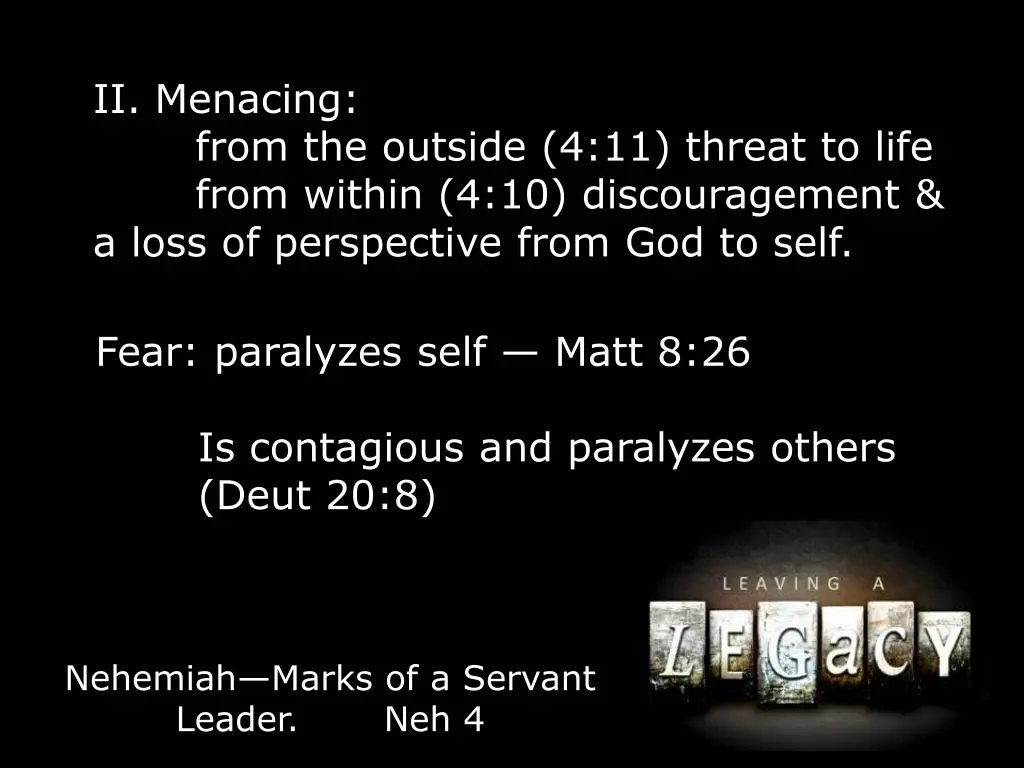 ii menacing from the outside 4 11 threat to life