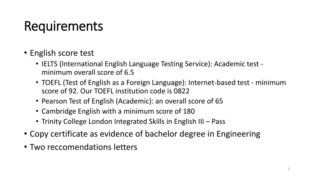 requirements requirements