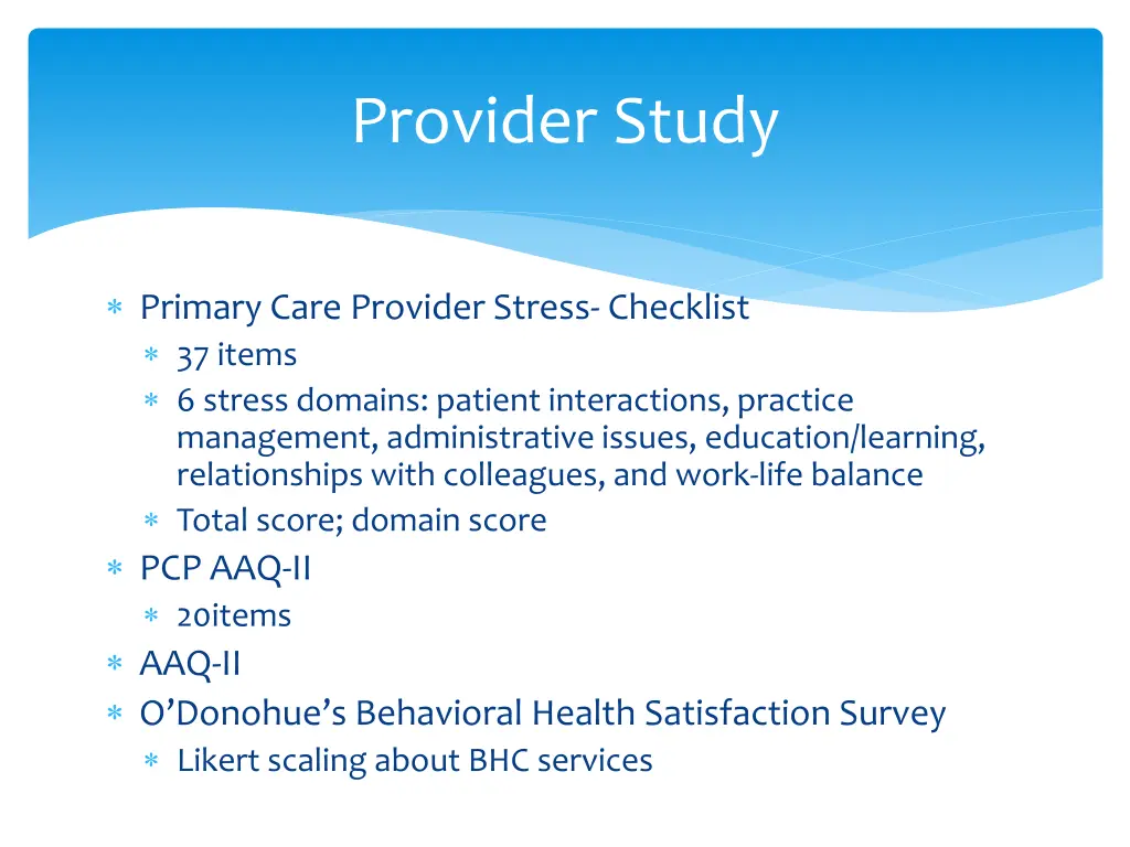 provider study