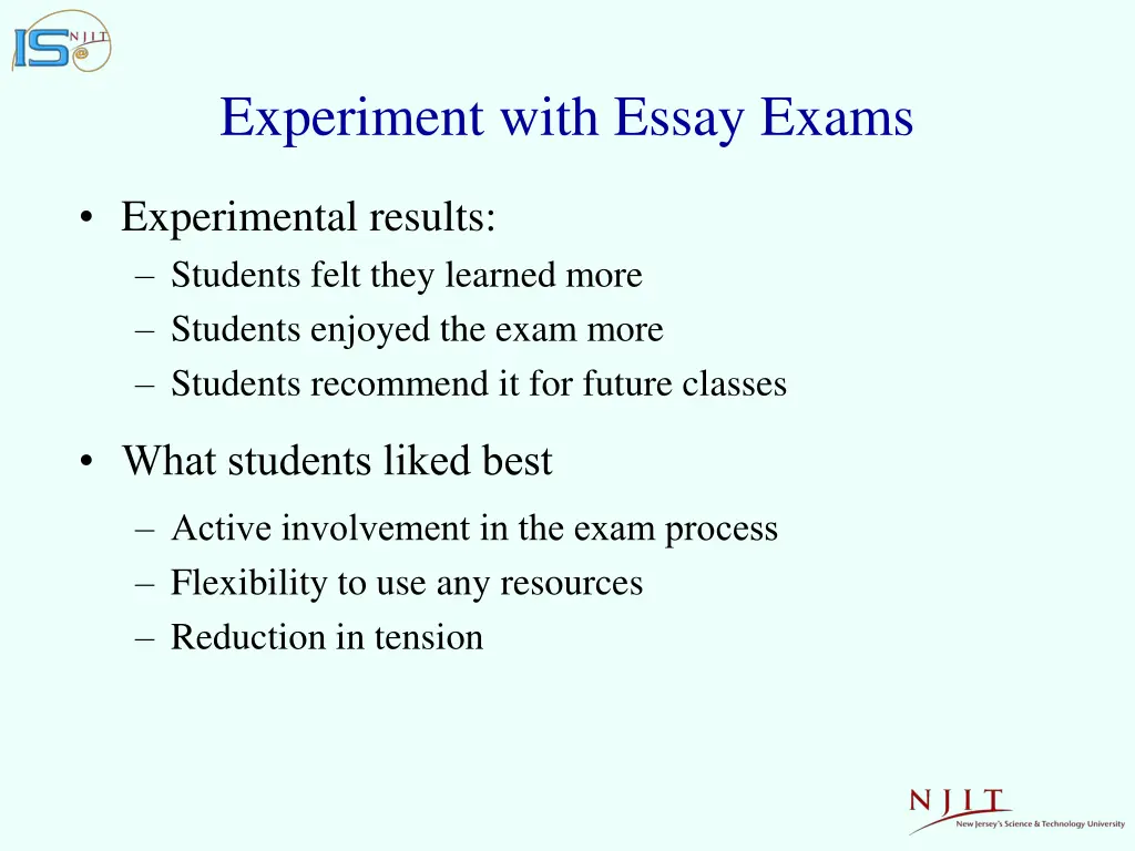 experiment with essay exams 1
