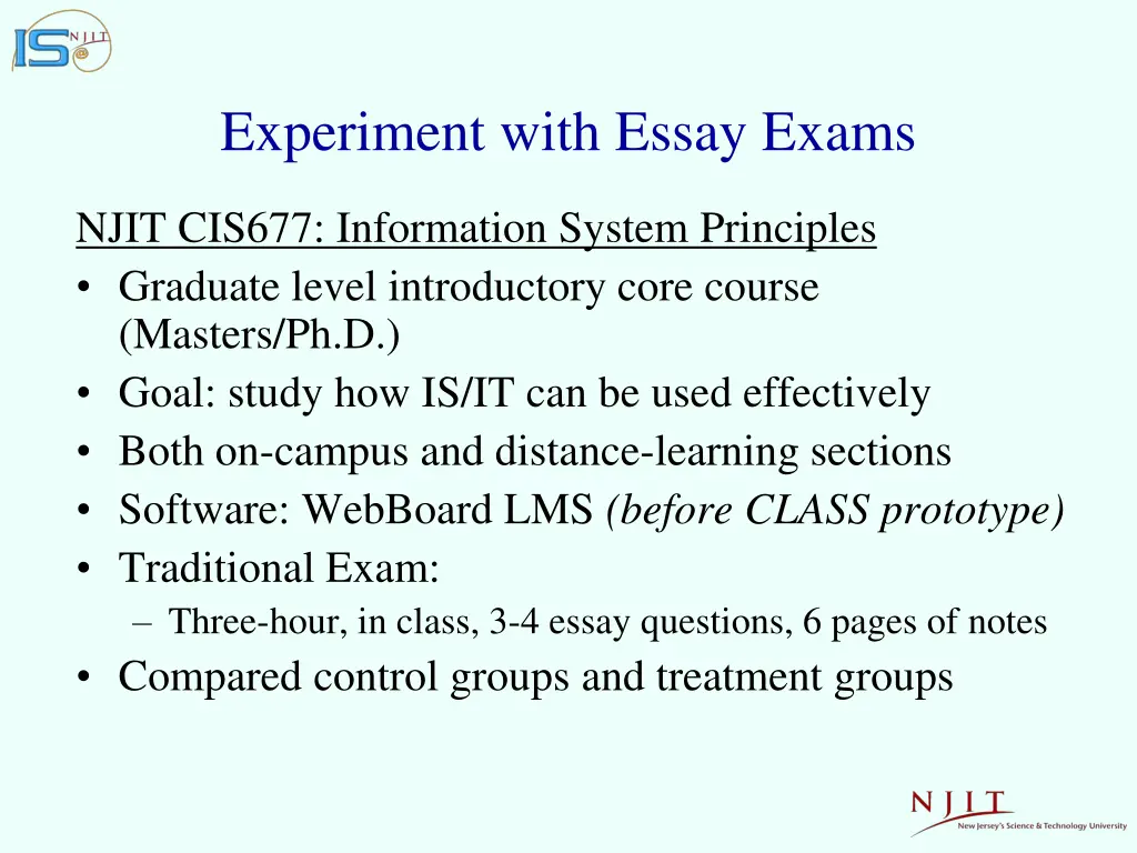 experiment with essay exams